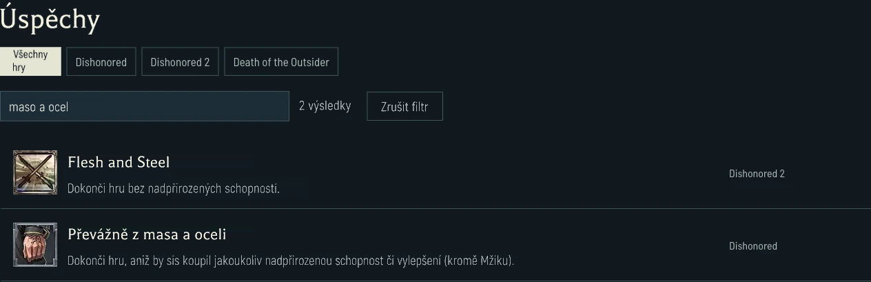 Omezení schopností v úspěších Dishonored a Dishonored 2
