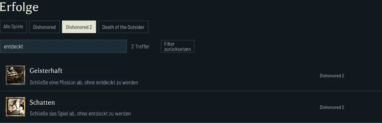 Missionsbedingungen in Dishonored 2 getrennt von Zielen für das ganze Spiel