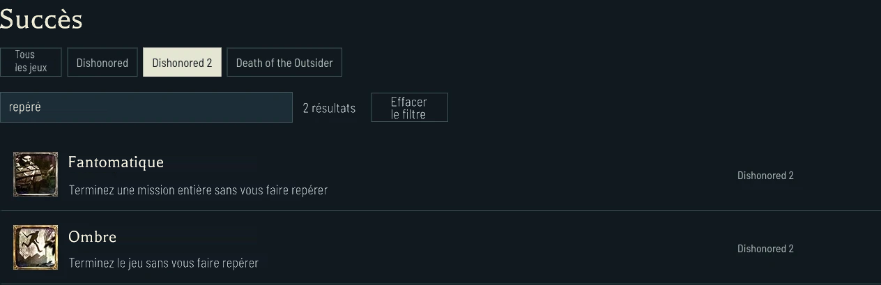 Conditions de mission de Dishonored 2 séparées des objectifs sur tout le jeu