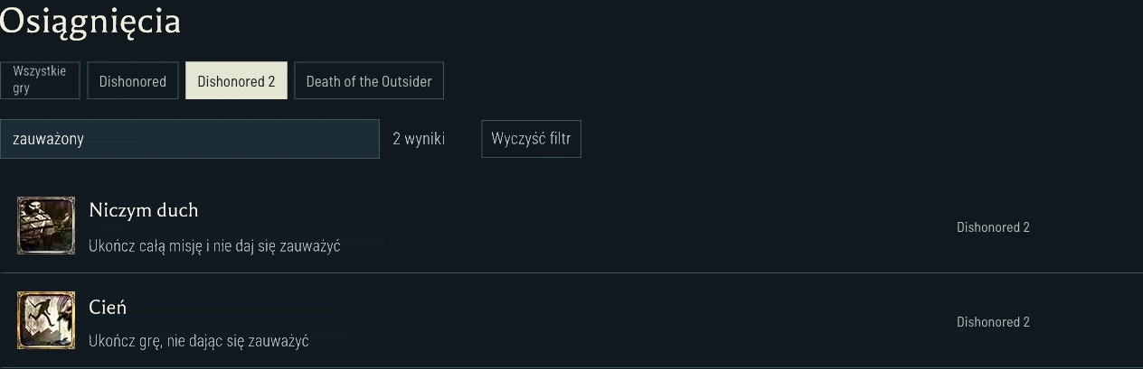 Wymagania misji w Dishonored 2 pokazane osobno od celów na całą grę